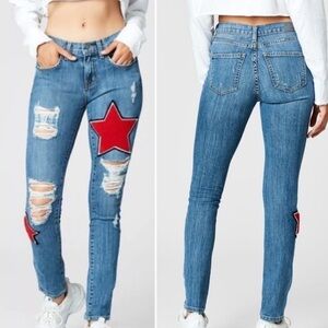 Carmar Kaveri Ryan red star distressed jeans